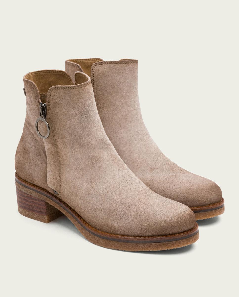 porronet BOTINES DE PIEL ARENA CON CREMALLERA GLEDA Último día