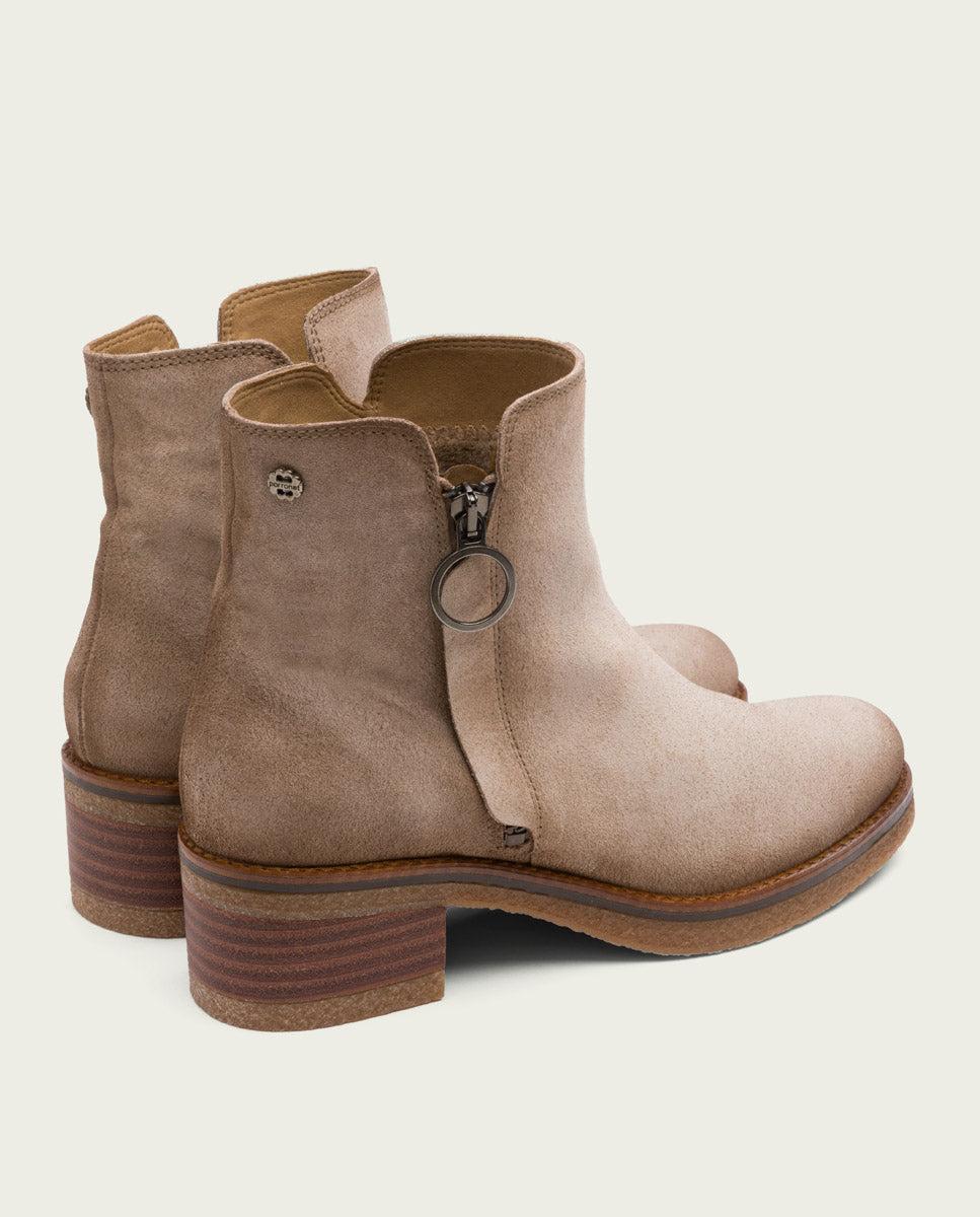 porronet BOTINES DE PIEL ARENA CON CREMALLERA GLEDA Último día