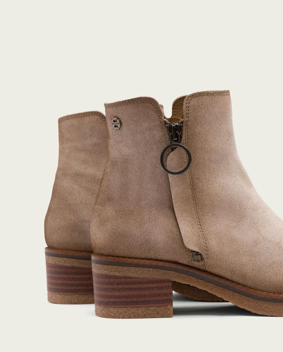 porronet BOTINES DE PIEL ARENA CON CREMALLERA GLEDA Último día