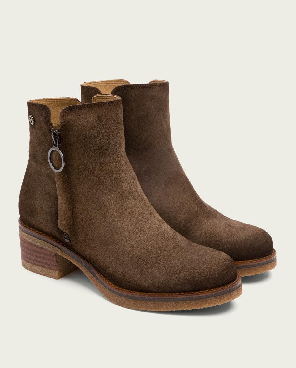 porronet BOTINES DE PIEL MOKA CON CREMALLERA GLEDA Envío internacional gratuito
