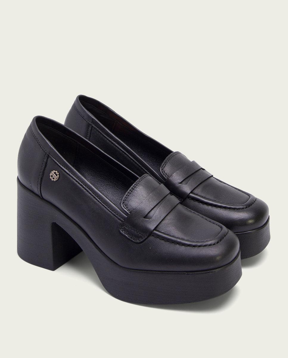 porronet MOCASINES DE TACÓN EN PIEL NEGRA LAIA Precios de Black Friday
