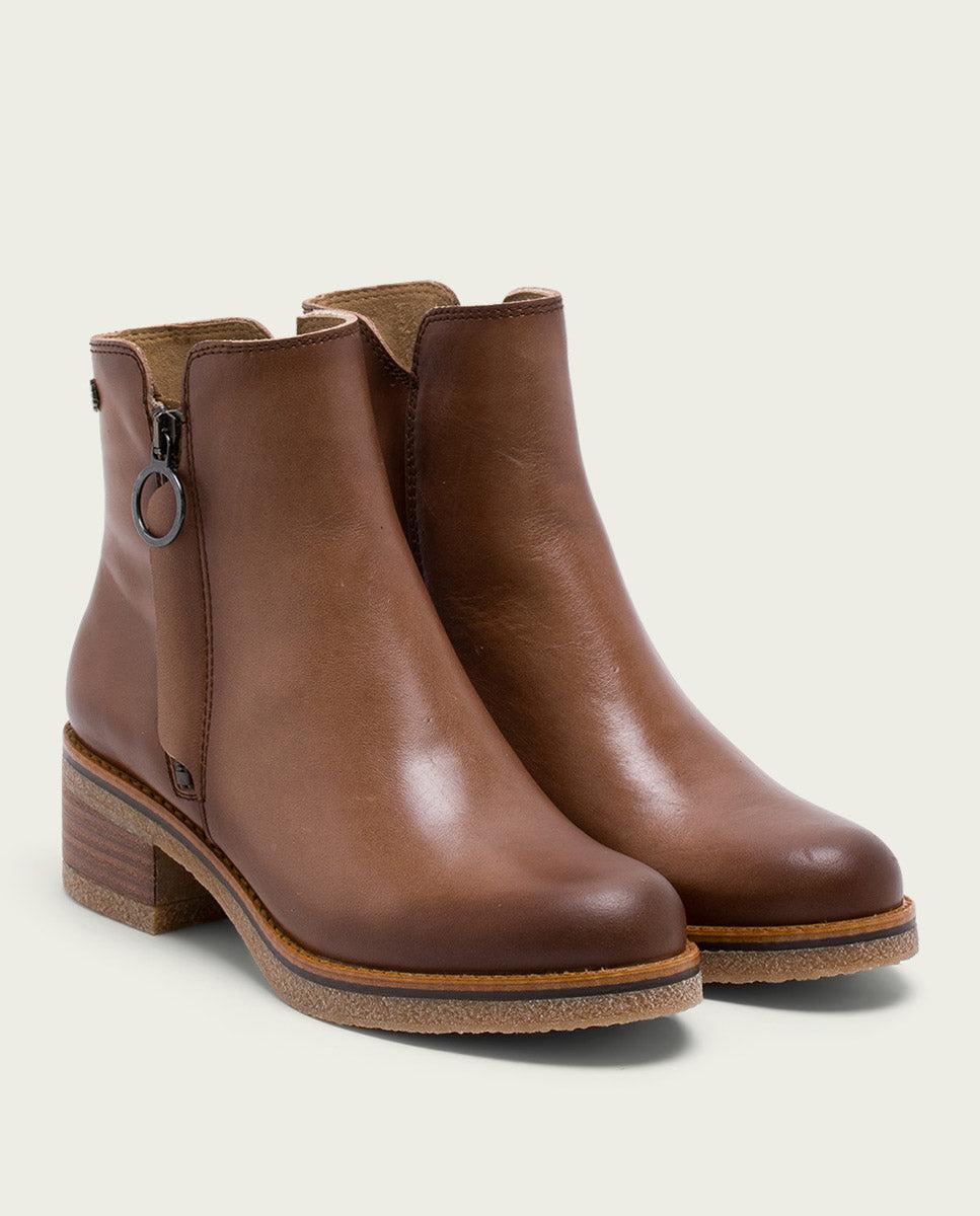 porronet BOTINES DE PIEL TAUPE CON CREMALLERA GINGER En oferta