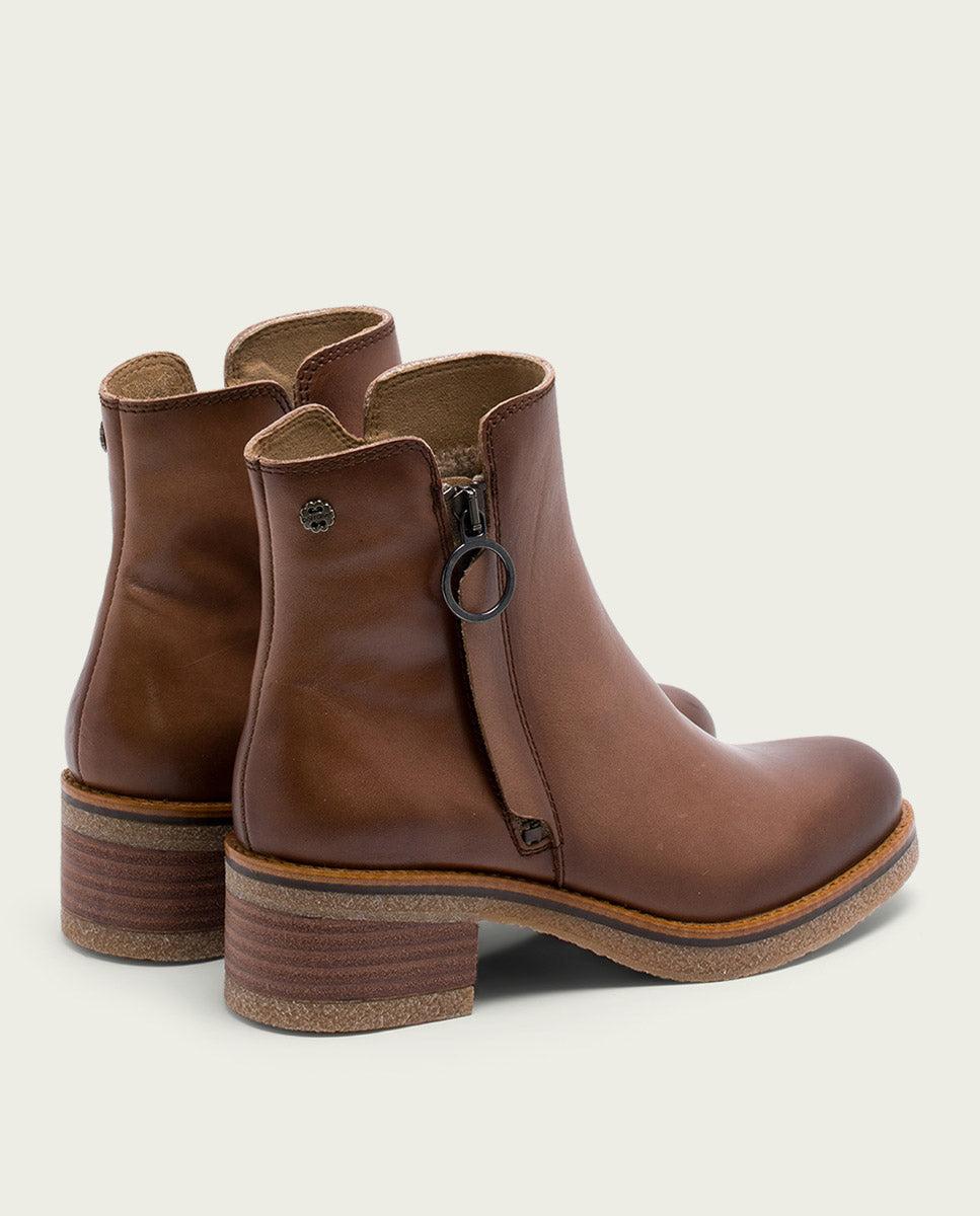 porronet BOTINES DE PIEL TAUPE CON CREMALLERA GINGER En oferta