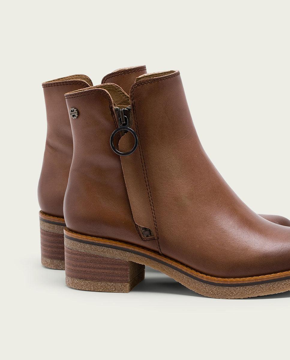porronet BOTINES DE PIEL TAUPE CON CREMALLERA GINGER En oferta