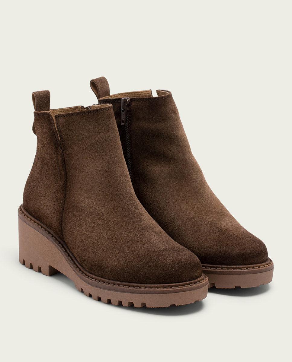 porronet BOTINES DE PIEL CON CUÑA Y CREMALLERA MOKA LIDIA Oferta exclusiva