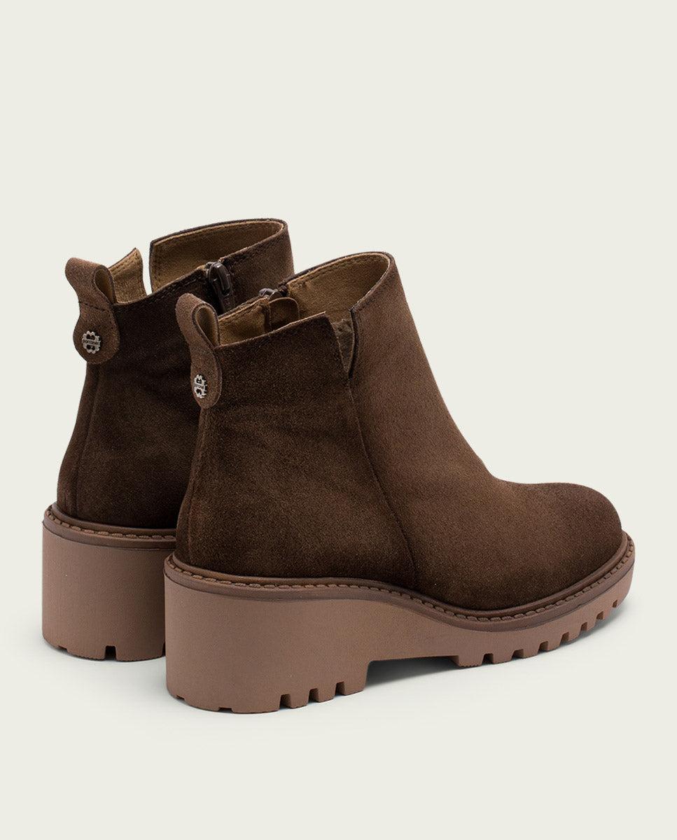 porronet BOTINES DE PIEL CON CUÑA Y CREMALLERA MOKA LIDIA Oferta exclusiva