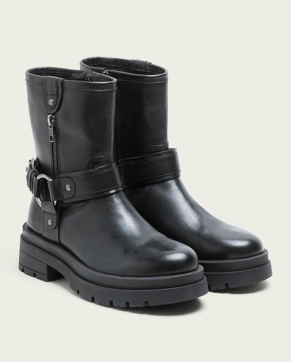 porronet BOTINES TRACK DE PIEL NEGROS CON CREMALLERA NASYA Ofertas de temporada