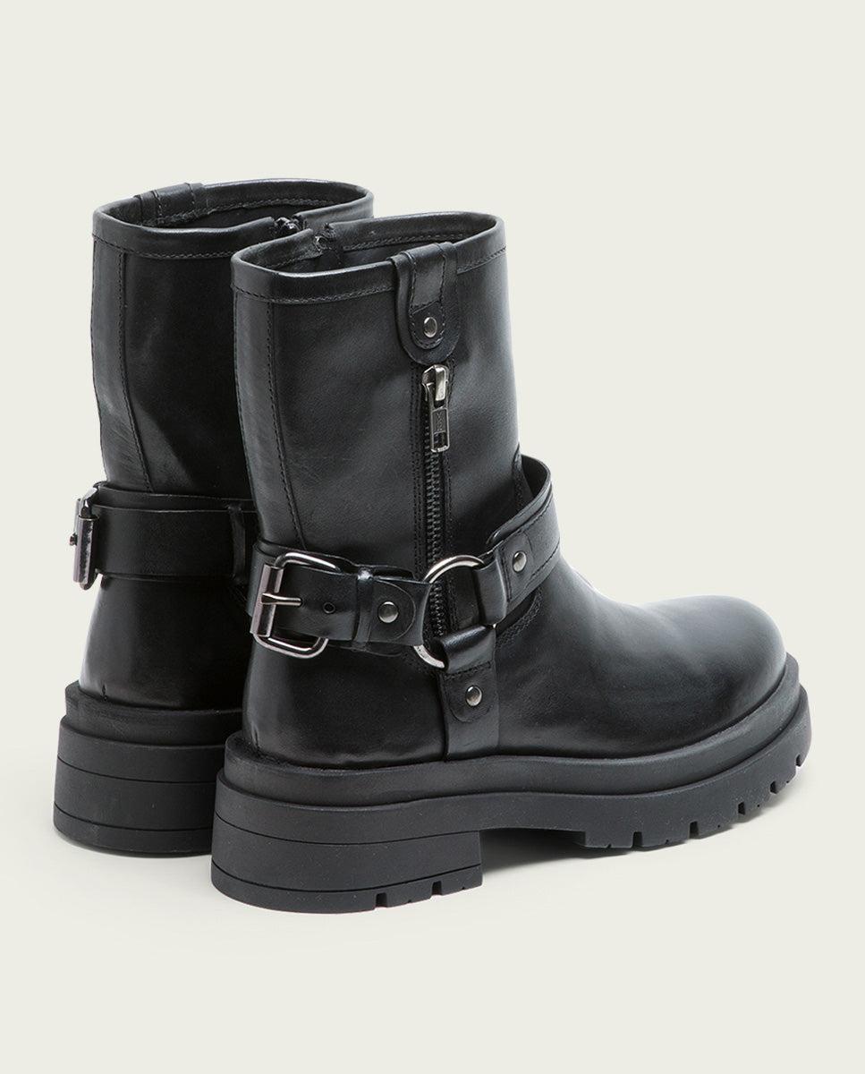 porronet BOTINES TRACK DE PIEL NEGROS CON CREMALLERA NASYA Ofertas de temporada
