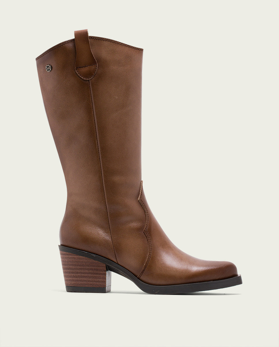 porronet BOTAS COWBOY DE PIEL TAUPE CON CREMALLERA HELGA Grandes ahorros