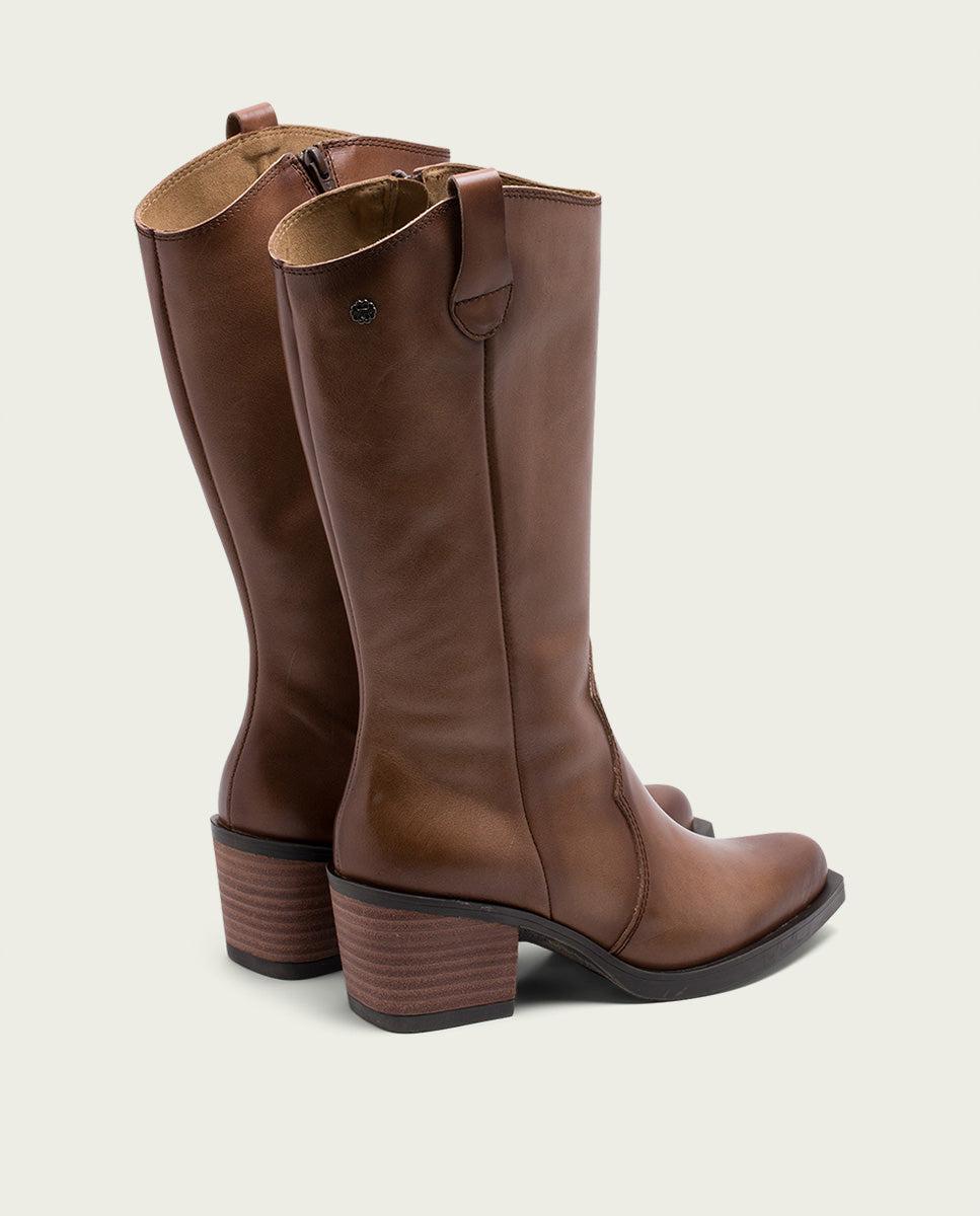 porronet BOTAS COWBOY DE PIEL TAUPE CON CREMALLERA HELGA Grandes ahorros