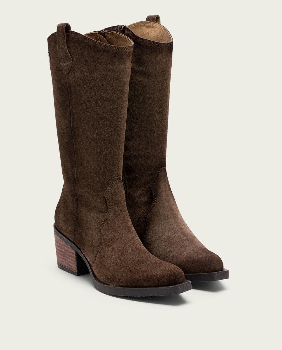 porronet BOTAS COWBOY DE PIEL MOKA CON CREMALLERA HILDA Envío gratis