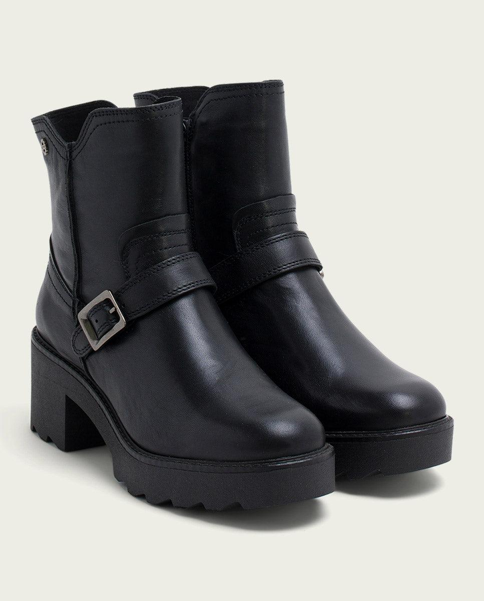 porronet BOTINES DE PIEL CON CREMALLERA NEGRA MALIA Promoción por tiempo limitado