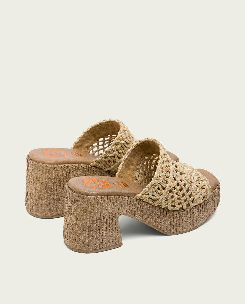 porronet SANDALIA TACON PIEL TEXTIL NATURAL JUDITH Precios de Black Friday