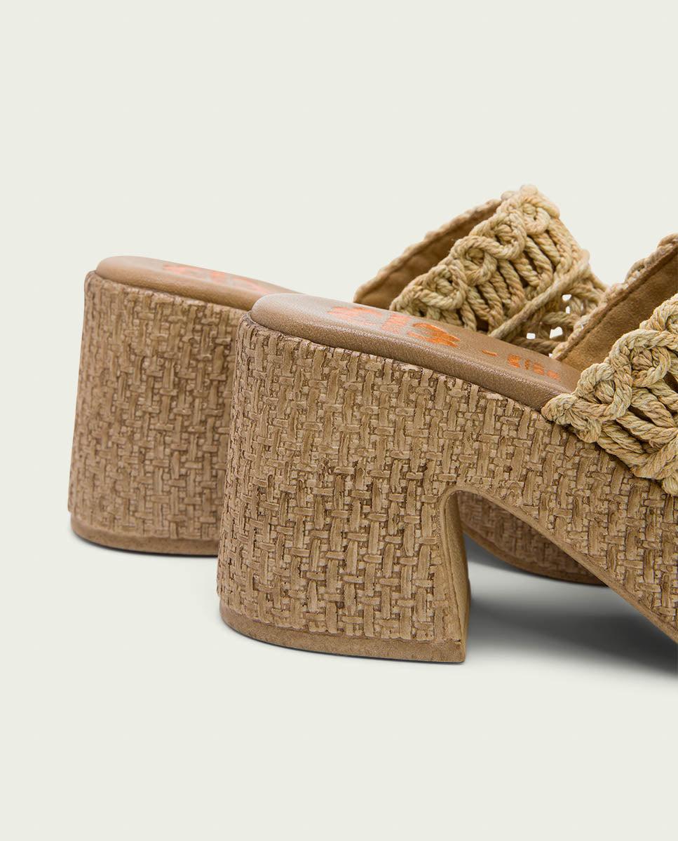 porronet SANDALIA TACON PIEL TEXTIL NATURAL JUDITH Precios de Black Friday