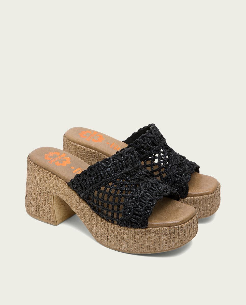 porronet SANDALIA TACON TEXTIL NEGRA JUDITH En oferta