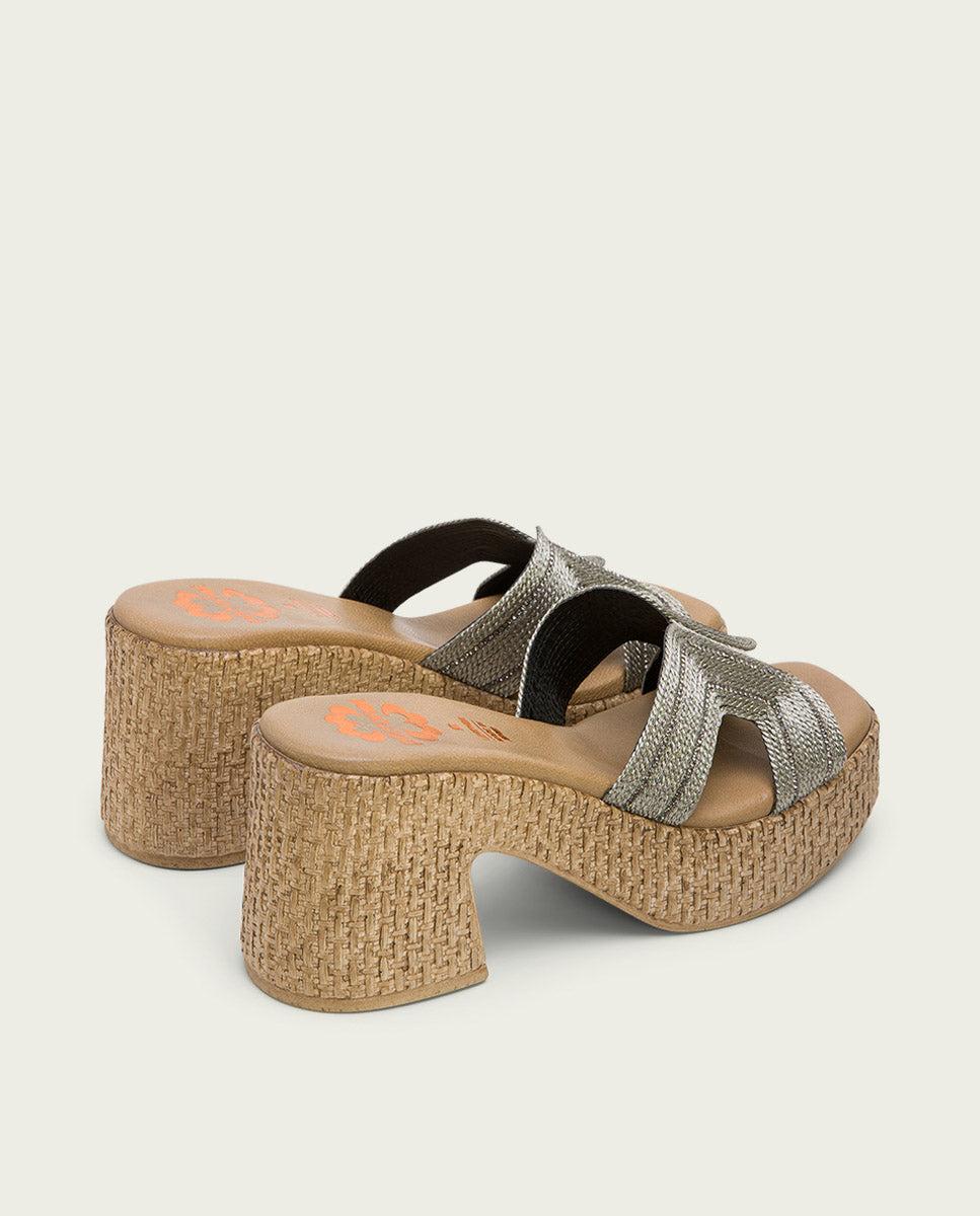 porronet SANDALIA TACON PIEL TEXTIL PLOMO JAMIE Libre de impuestos