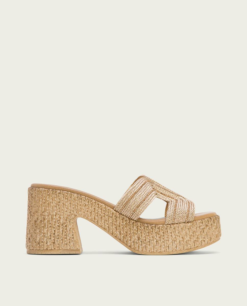 porronet SANDALIA TACON PIEL TEXTIL ROSE JAMIE Descuentos del mes