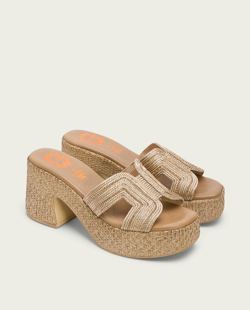 porronet SANDALIA TACON PIEL TEXTIL ROSE JAMIE Descuentos del mes