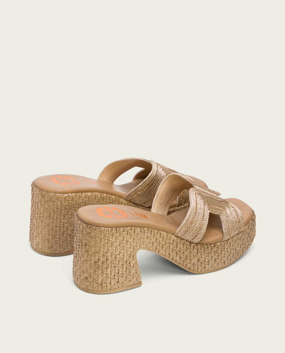 porronet SANDALIA TACON PIEL TEXTIL ROSE JAMIE Descuentos del mes