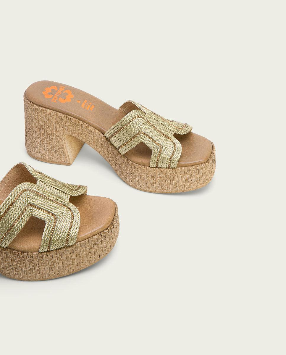 porronet SANDALIA TACON PIEL TEXTIL PLATINO JAMIE Oferta exclusiva