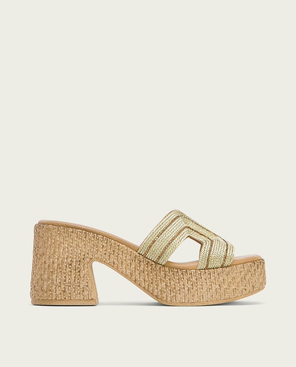 porronet SANDALIA TACON PIEL TEXTIL PLATINO JAMIE Oferta exclusiva