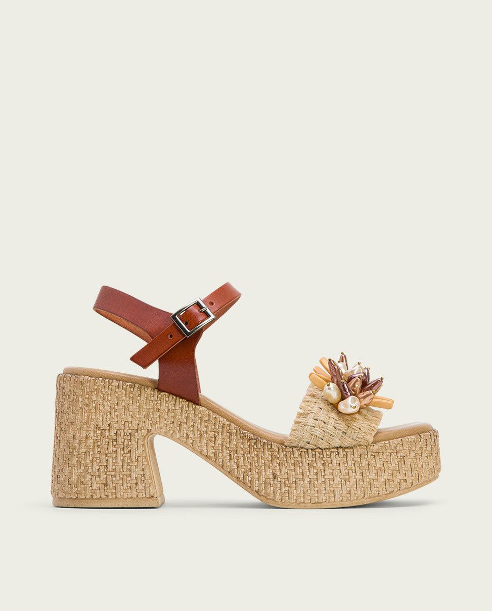 porronet SANDALIA TACON PIEL Y TEXTIL CUERO JILLIAN Descuento por venta flash