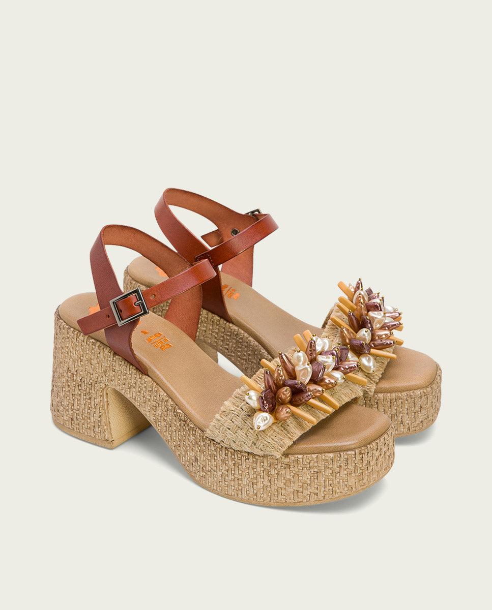 porronet SANDALIA TACON PIEL Y TEXTIL CUERO JILLIAN Descuento por venta flash