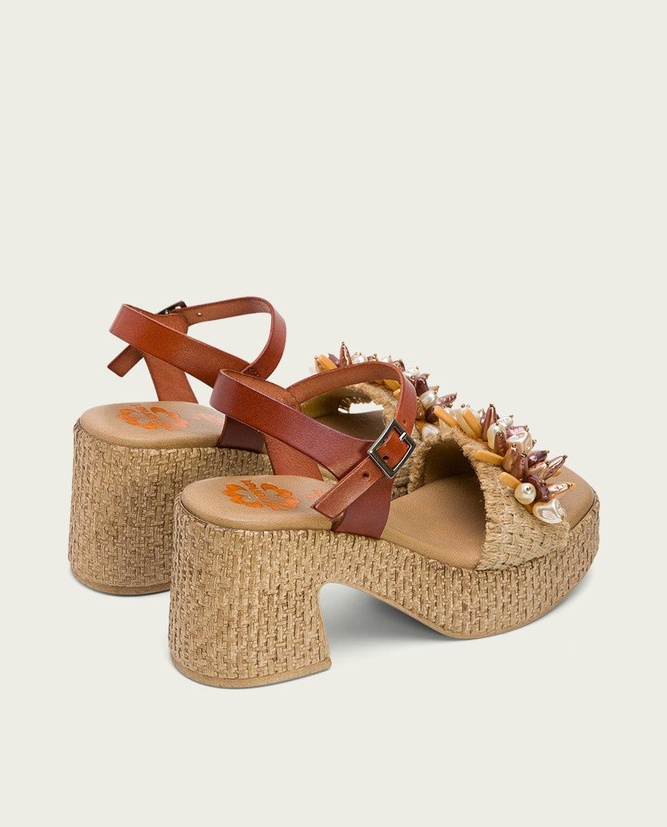 porronet SANDALIA TACON PIEL Y TEXTIL CUERO JILLIAN Descuento por venta flash
