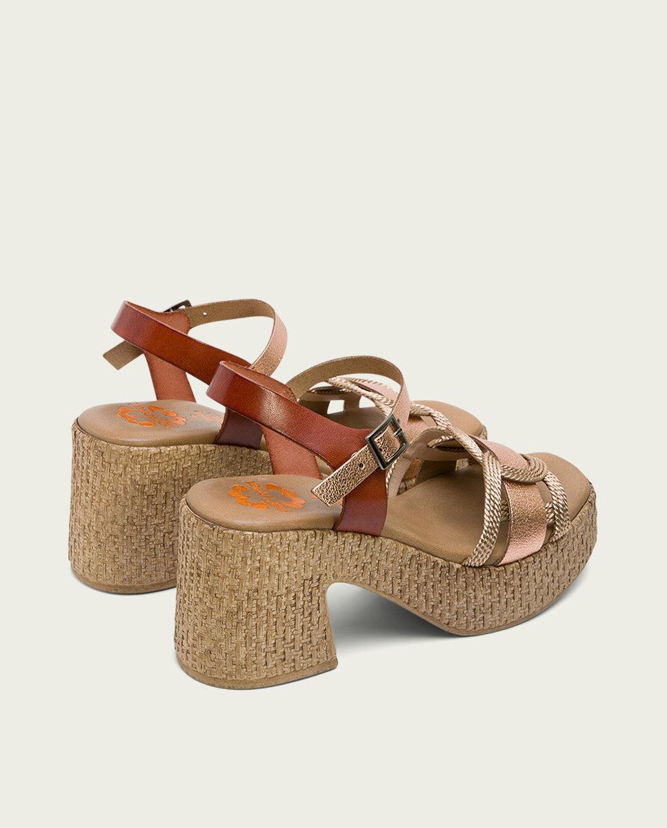 porronet SANDALIA TACON PIEL Y TEXTIL CUERO ROSE JANA Ofertas de temporada