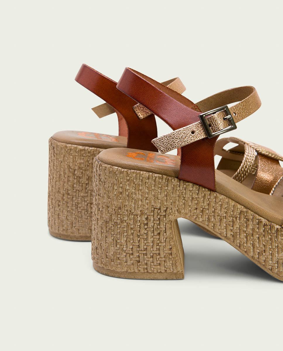porronet SANDALIA TACON PIEL Y TEXTIL CUERO ROSE JANA Ofertas de temporada
