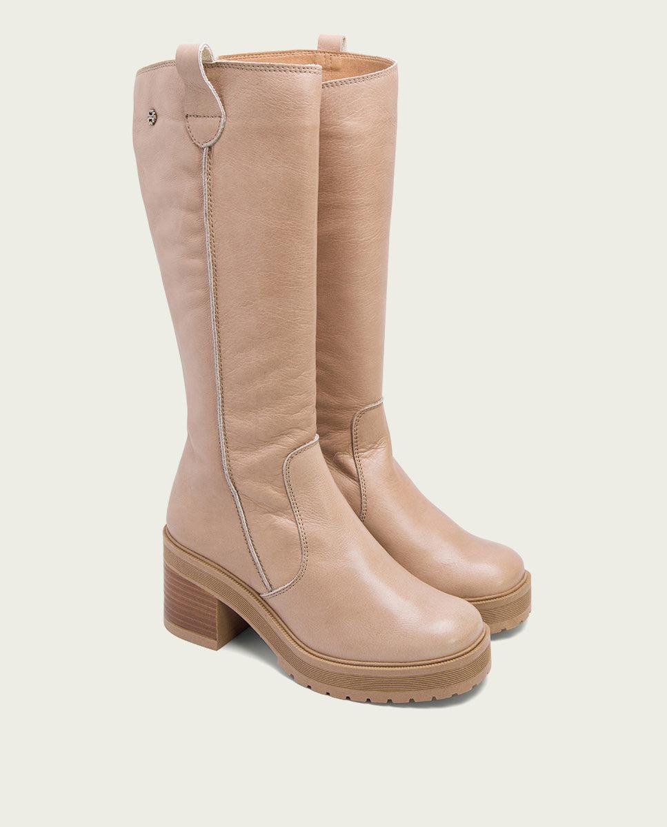porronet BOTAS DE TACÓN TAUPE CON CREMALLERA RIVA Rebajas