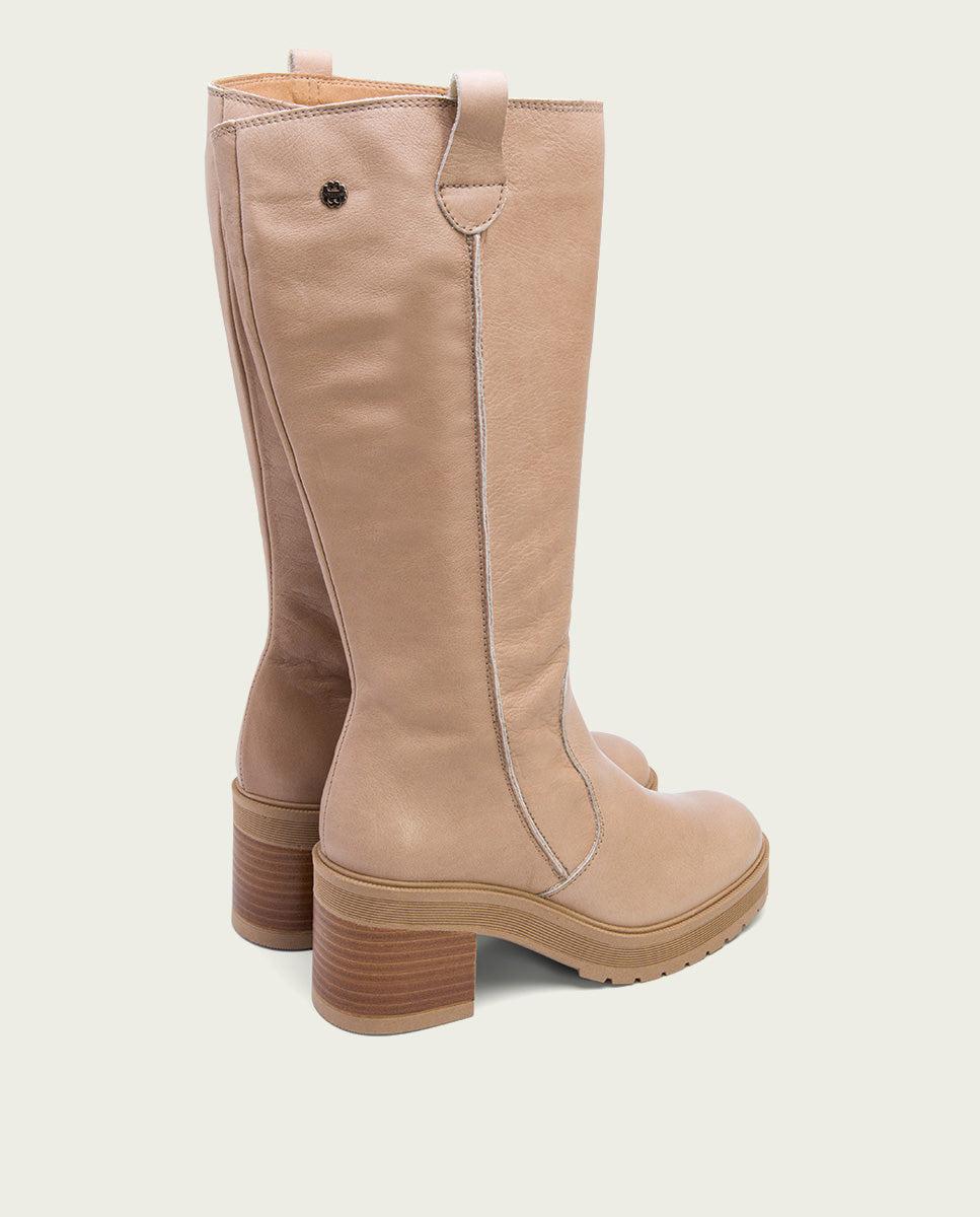 porronet BOTAS DE TACÓN TAUPE CON CREMALLERA RIVA Rebajas