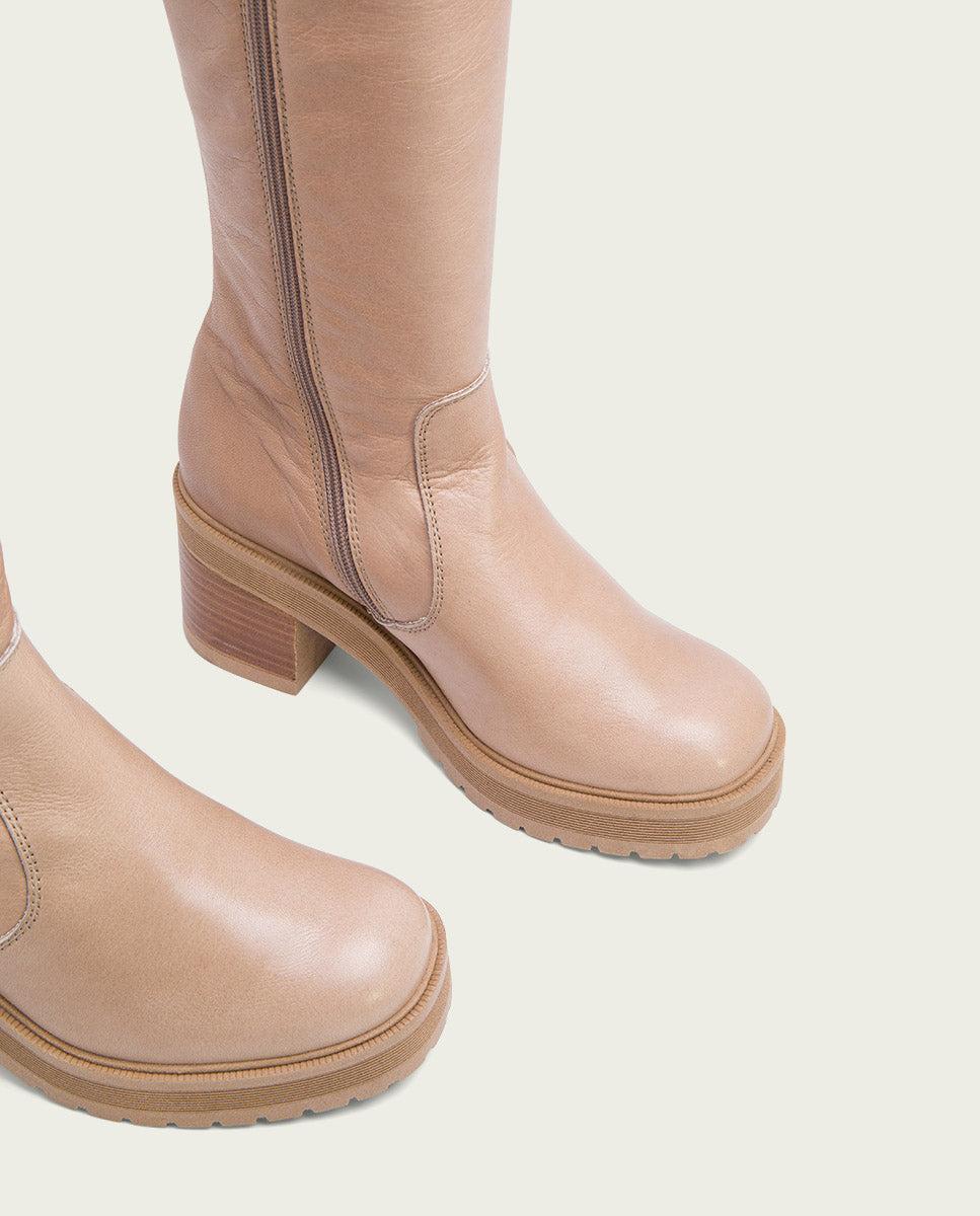 porronet BOTAS DE TACÓN TAUPE CON CREMALLERA RIVA Rebajas