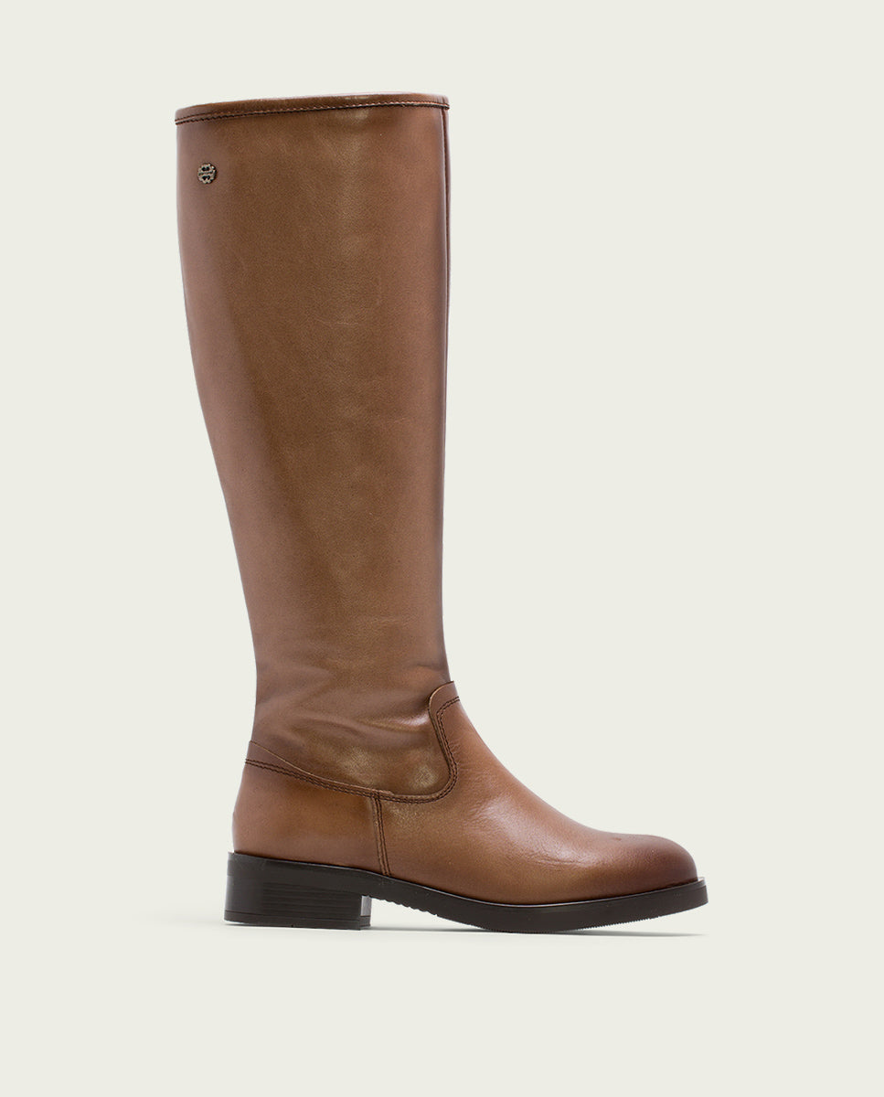 porronet BOTAS ALTAS DE PIEL TAUPE CON CREMALLERA ELBA Venta caliente
