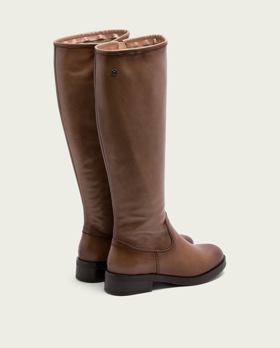 porronet BOTAS ALTAS DE PIEL TAUPE CON CREMALLERA ELBA Venta caliente