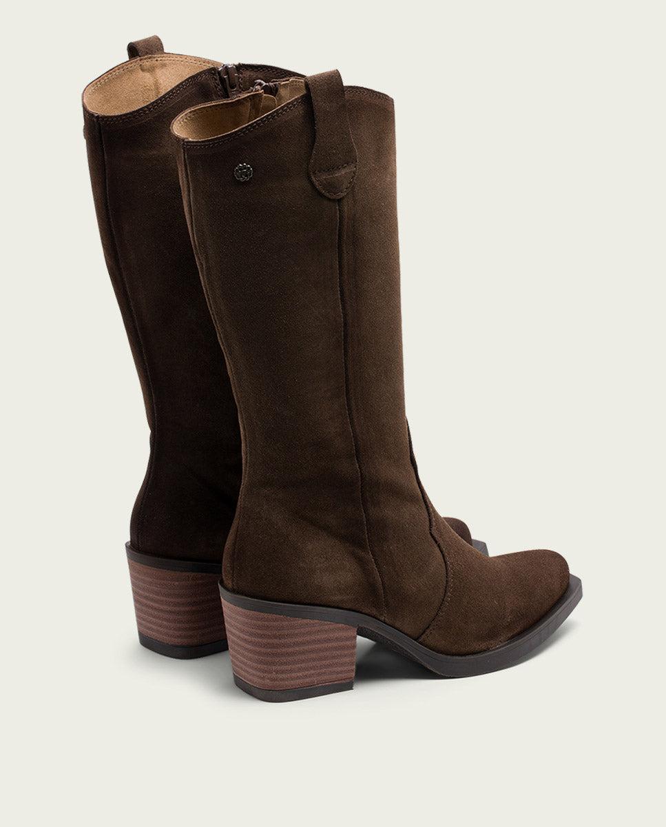 porronet BOTAS COWBOY DE PIEL MOKA CON CREMALLERA HILDA Gran oferta
