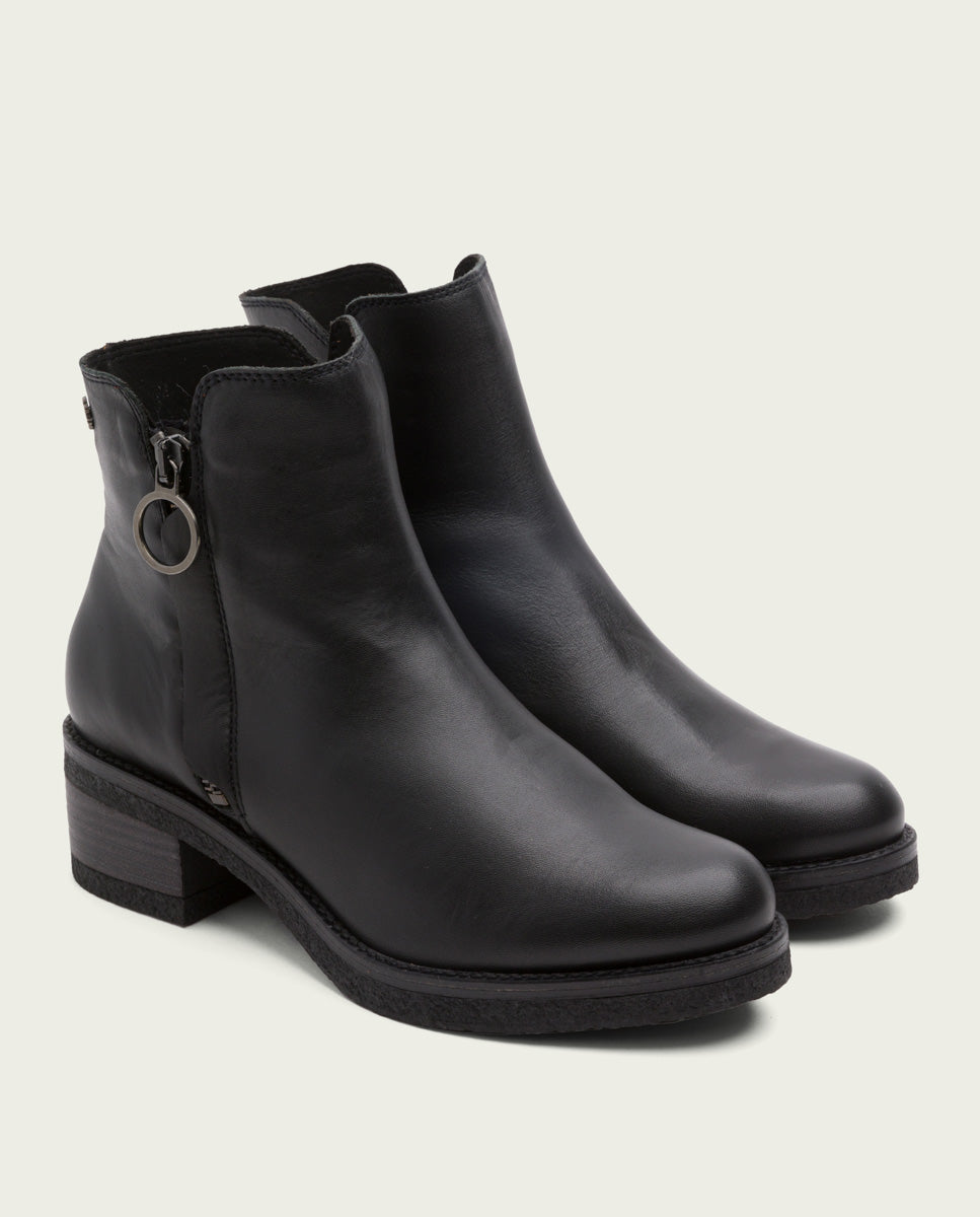 porronet BOTINES DE PIEL NEGRA CON CREMALLERA GINGER Rebajas baratas