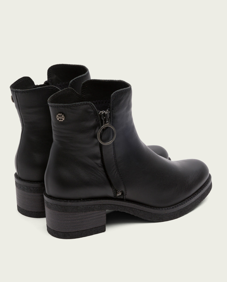 porronet BOTINES DE PIEL NEGRA CON CREMALLERA GINGER Rebajas baratas