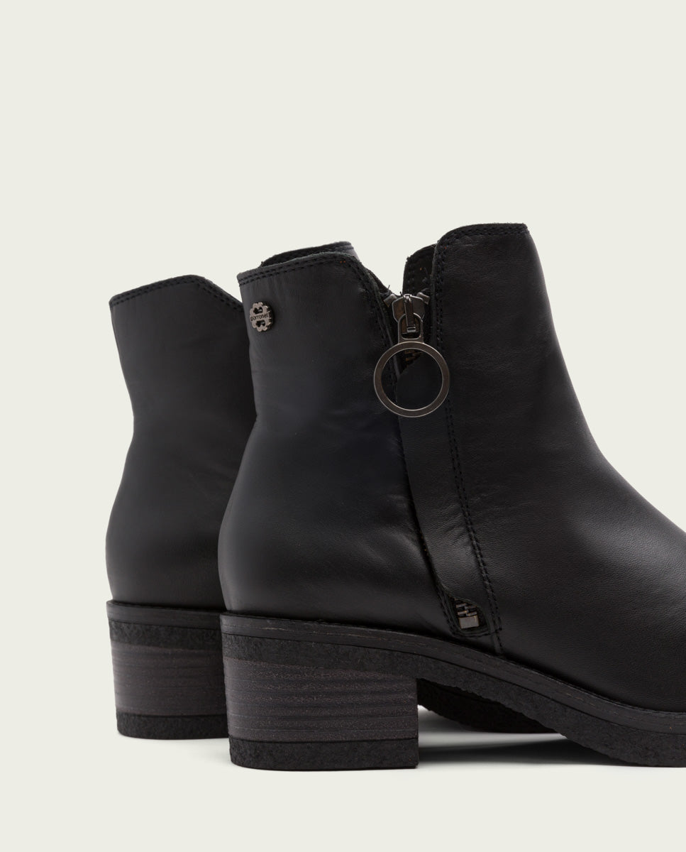 porronet BOTINES DE PIEL NEGRA CON CREMALLERA GINGER Rebajas baratas