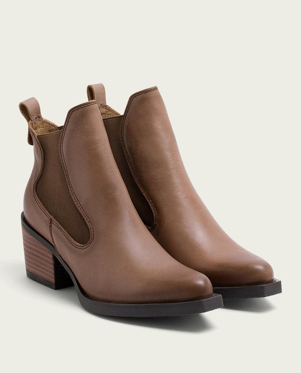 porronet BOTINES COWBOY DE PIEL TAUPE CON ELÁSTICOS HADDIE Descuento