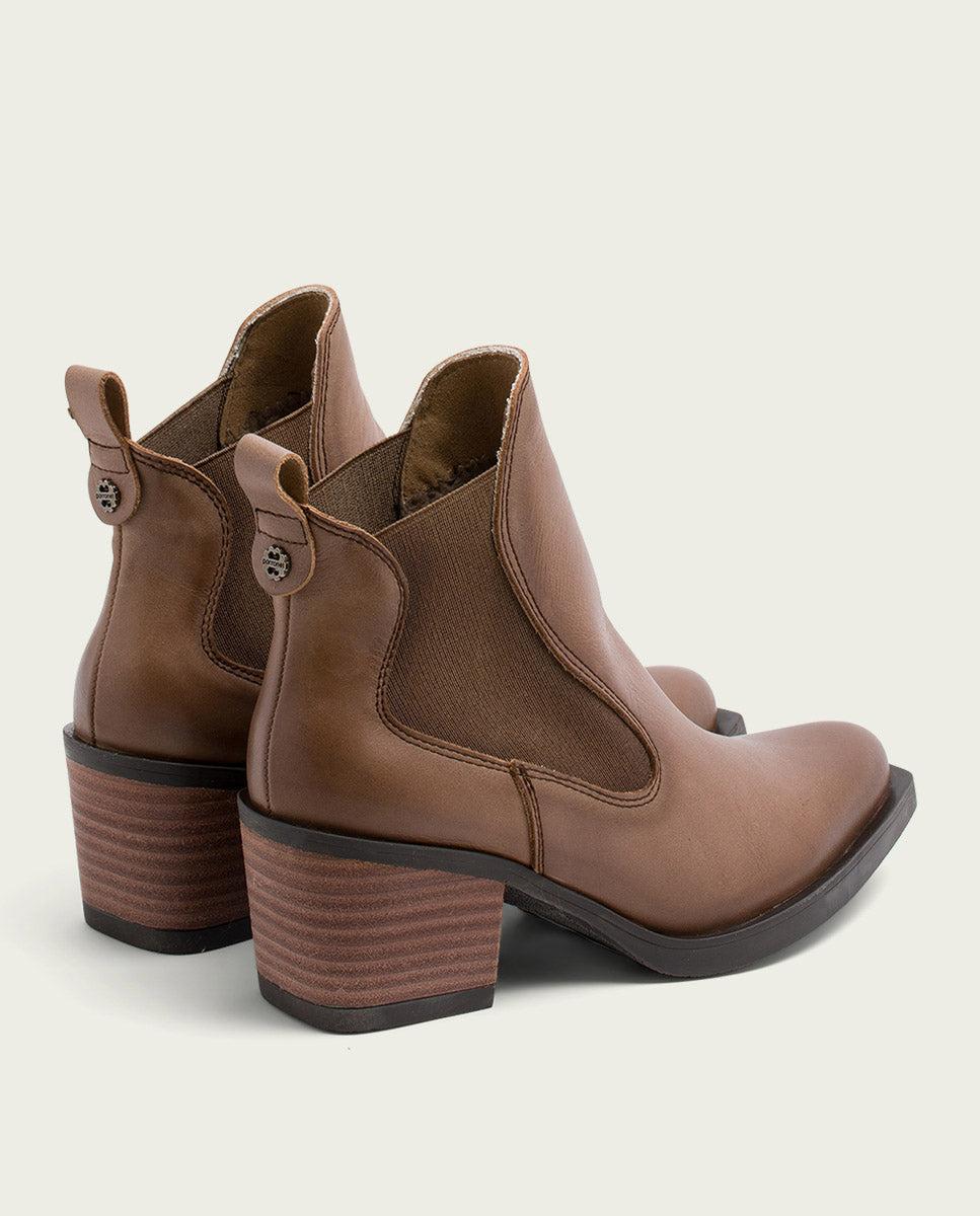 porronet BOTINES COWBOY DE PIEL TAUPE CON ELÁSTICOS HADDIE Descuento