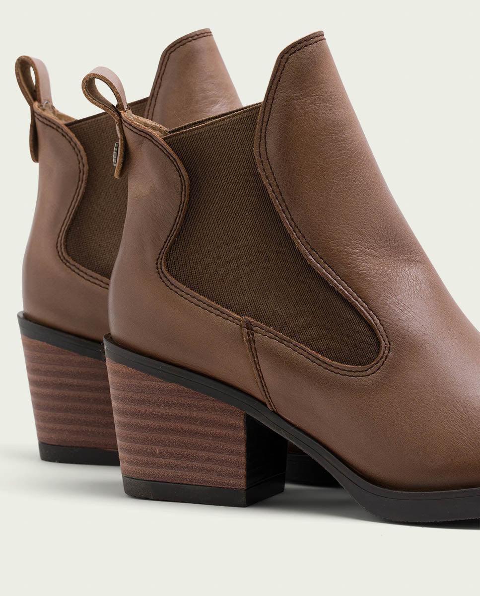porronet BOTINES COWBOY DE PIEL TAUPE CON ELÁSTICOS HADDIE Descuento