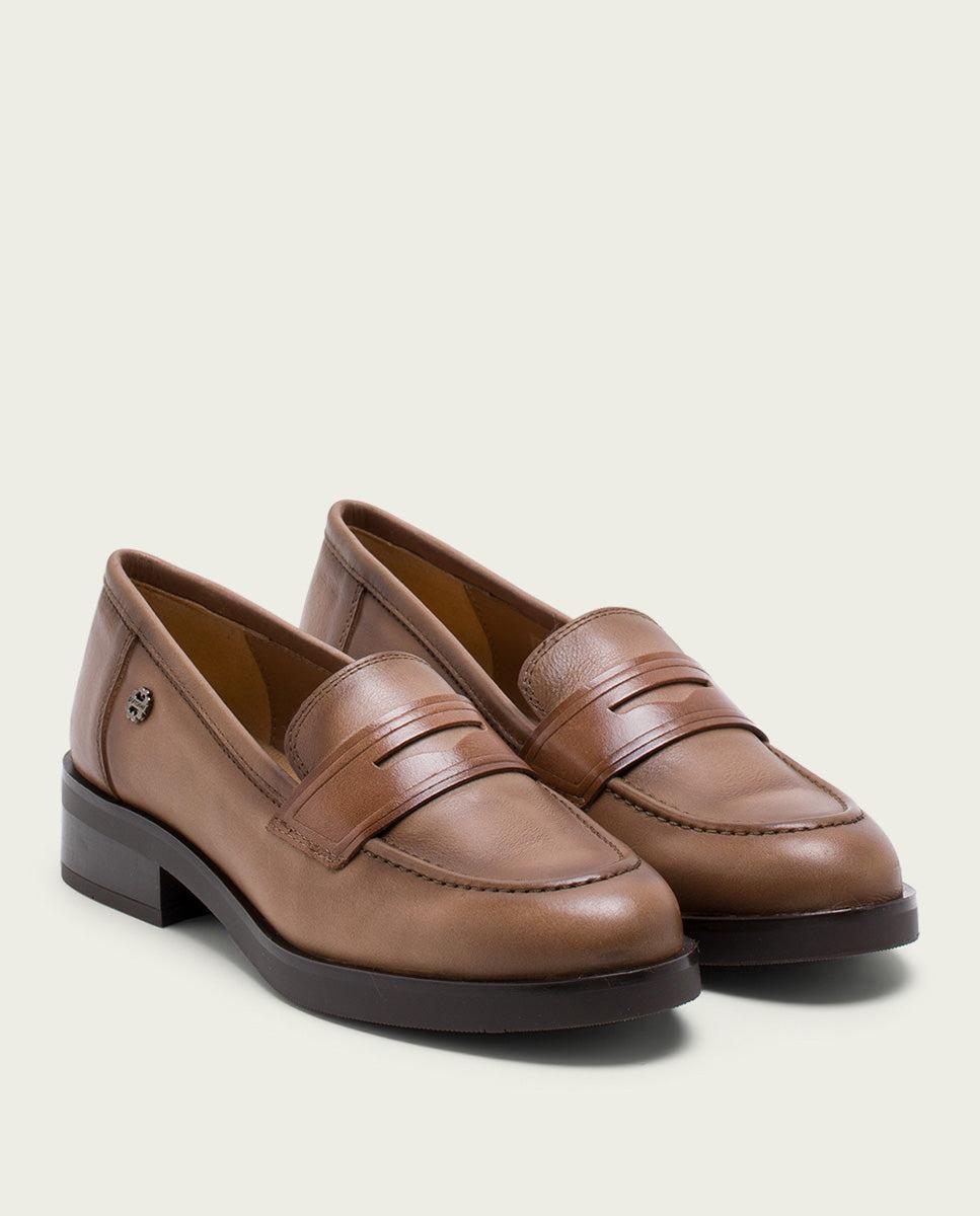 porronet MOCASINES DE PIEL TAUPE EVA Liquidación