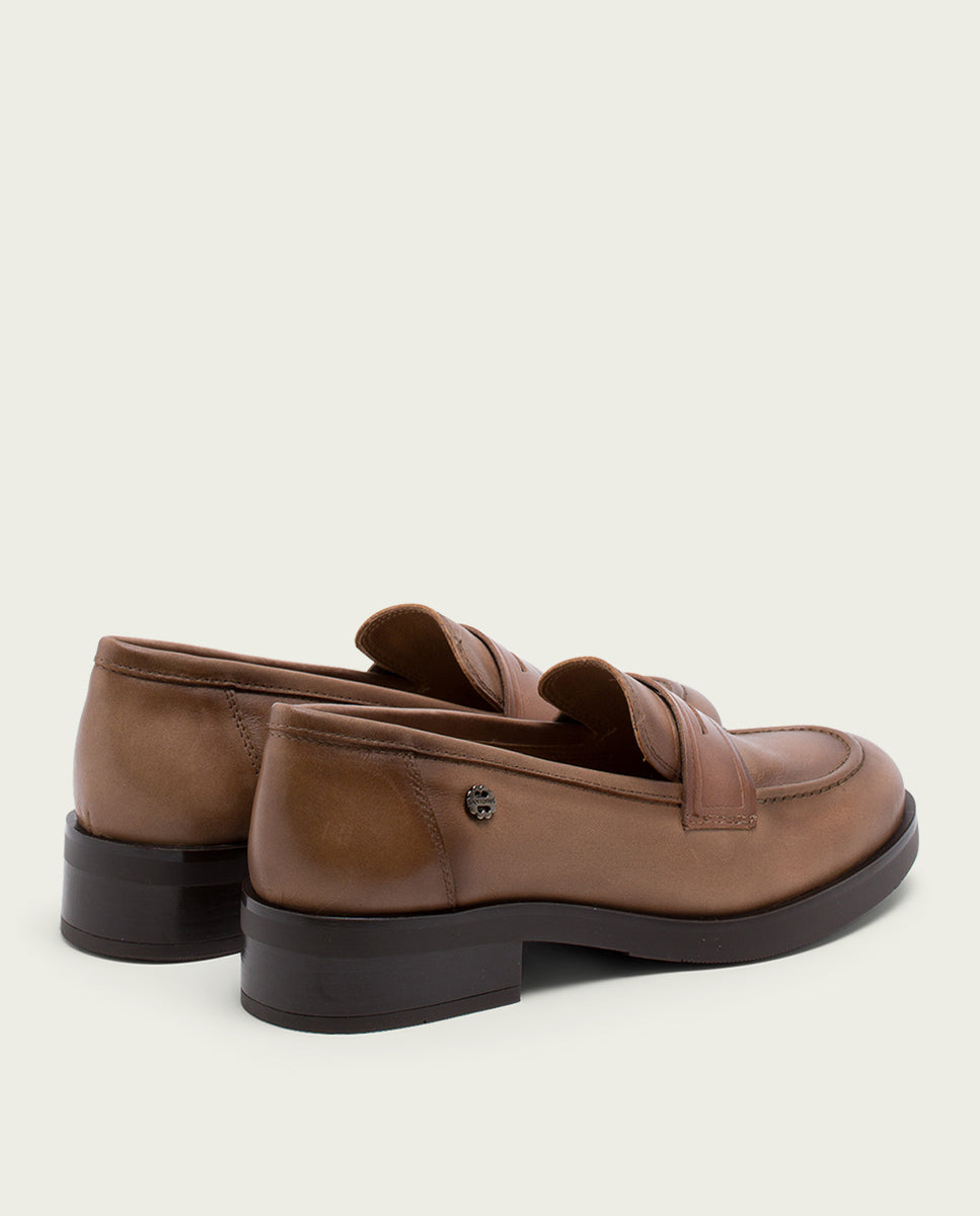 porronet MOCASINES DE PIEL TAUPE EVA Liquidación