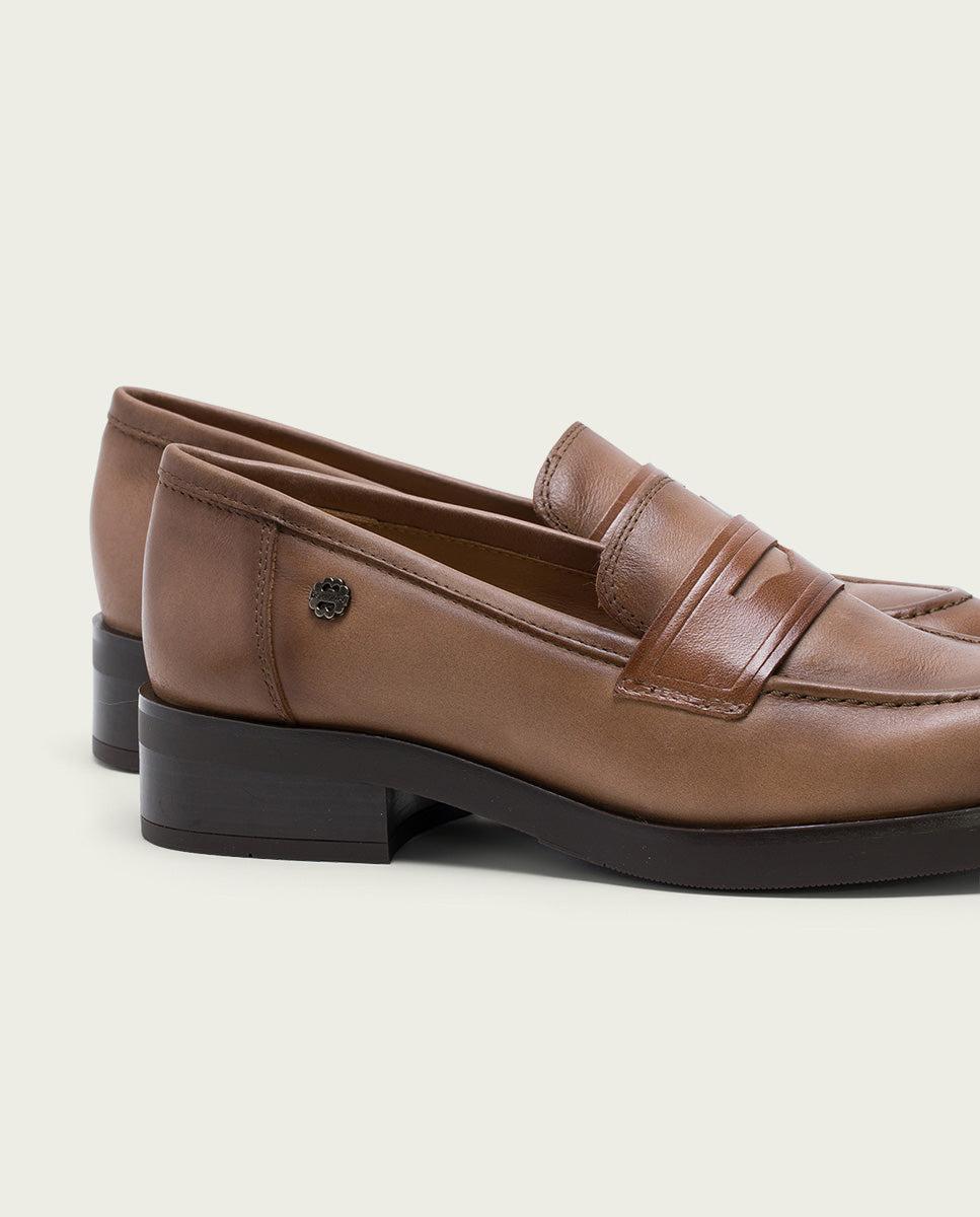 porronet MOCASINES DE PIEL TAUPE EVA Liquidación
