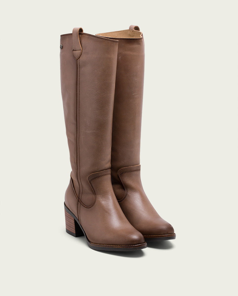 porronet BOTAS DE PIEL TAUPE CON CREMALLERA JEMMA Envío internacional gratuito