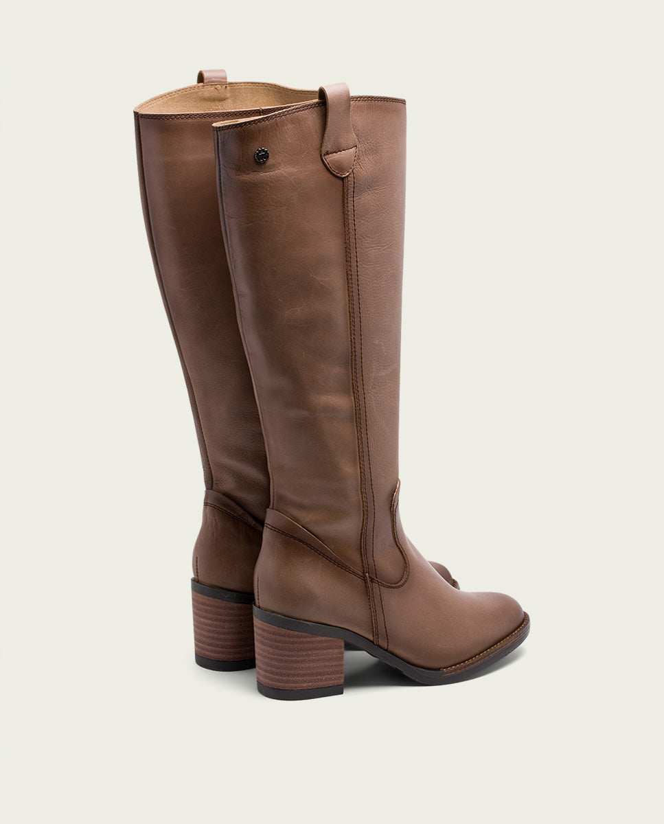 porronet BOTAS DE PIEL TAUPE CON CREMALLERA JEMMA Envío internacional gratuito
