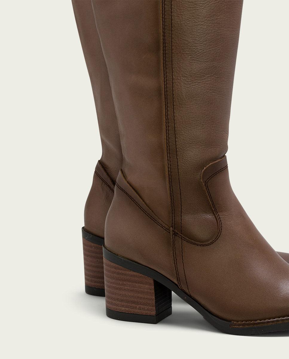 porronet BOTAS DE PIEL TAUPE CON CREMALLERA JEMMA Envío internacional gratuito