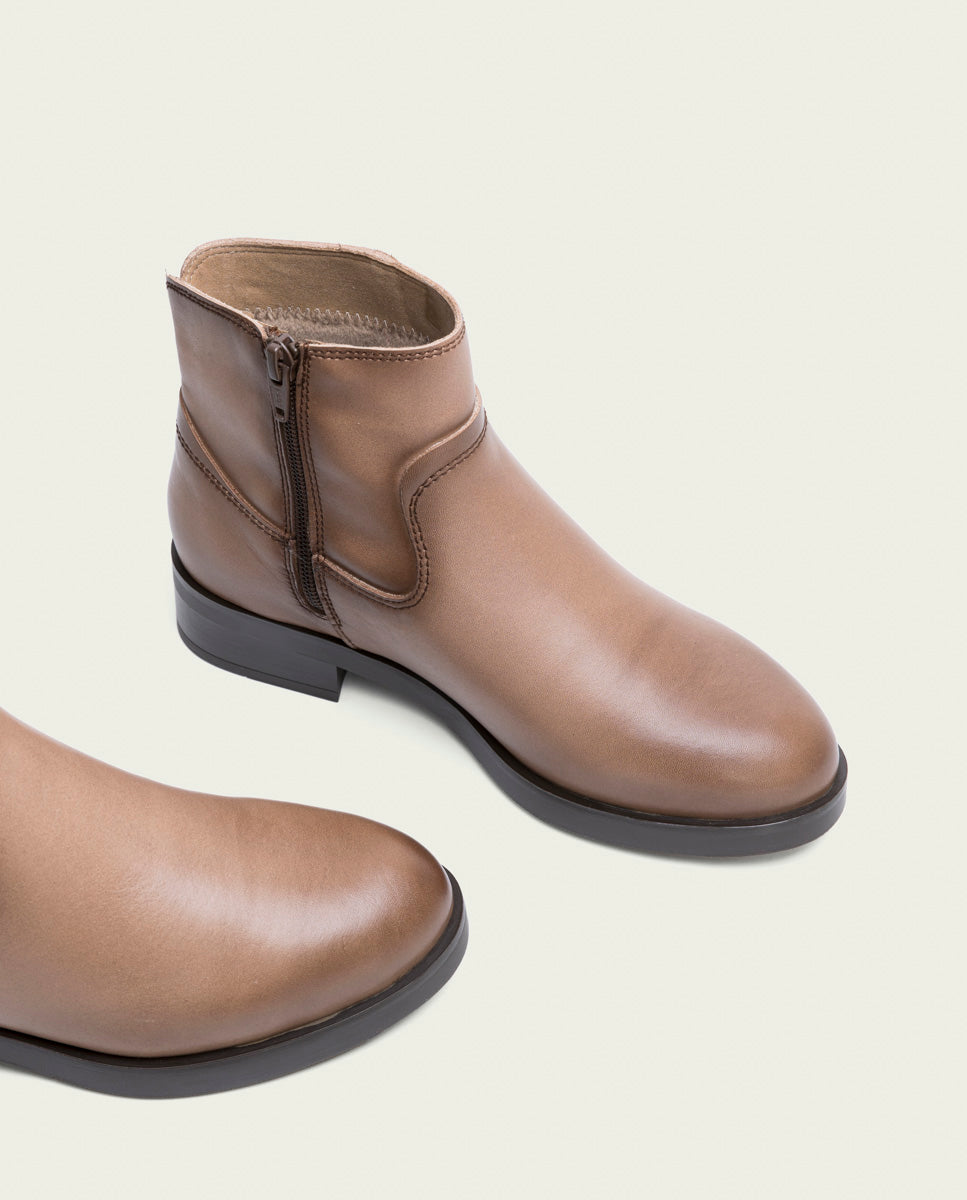 porronet BOTINES DE PIEL TAUPE CON CREMALLERA EINES Precios de Black Friday