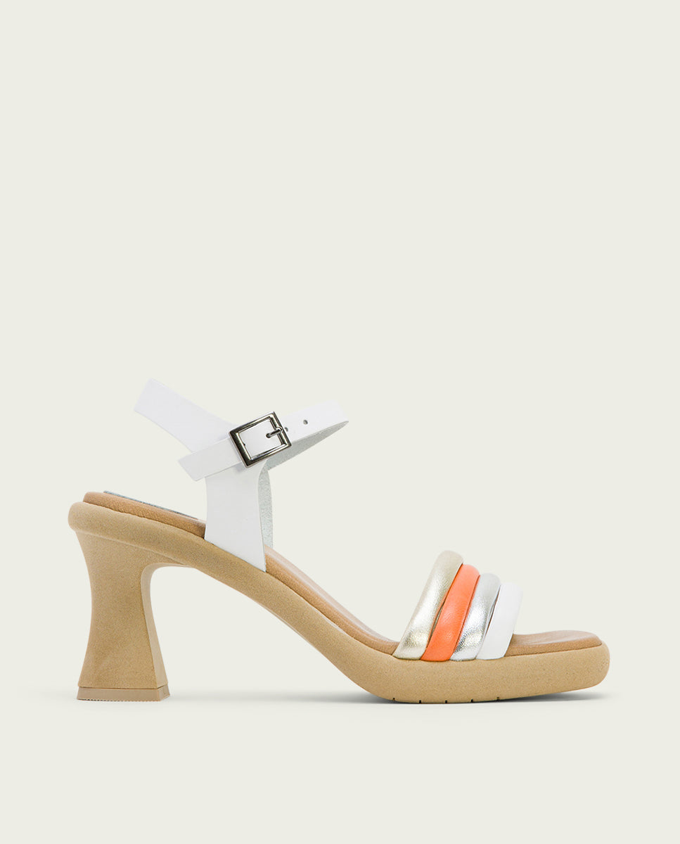 porronet SANDALIA TACON ALTO PIEL BLANCO LIDE Grandes ahorros
